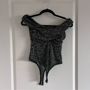 Lulus Polka Dot Off-the-Shoulder Bodysuit